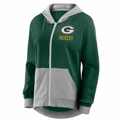 Green Bay Packers Logo Athletic Women's Hit It French Terry Full-Zip Hoodie - Green - NFL