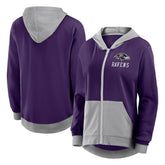 Baltimore Ravens Logo Athletic Women's Hit It French Terry Full-Zip Hoodie - Purple - NFL