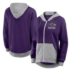 Baltimore Ravens Logo Athletic Women's Hit It French Terry Full-Zip Hoodie - Purple - NFL