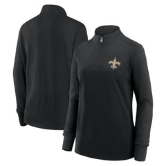 New Orleans Saints Logo Athletic Women's Velocity Quarter-Zip Jacket - Black - NFL