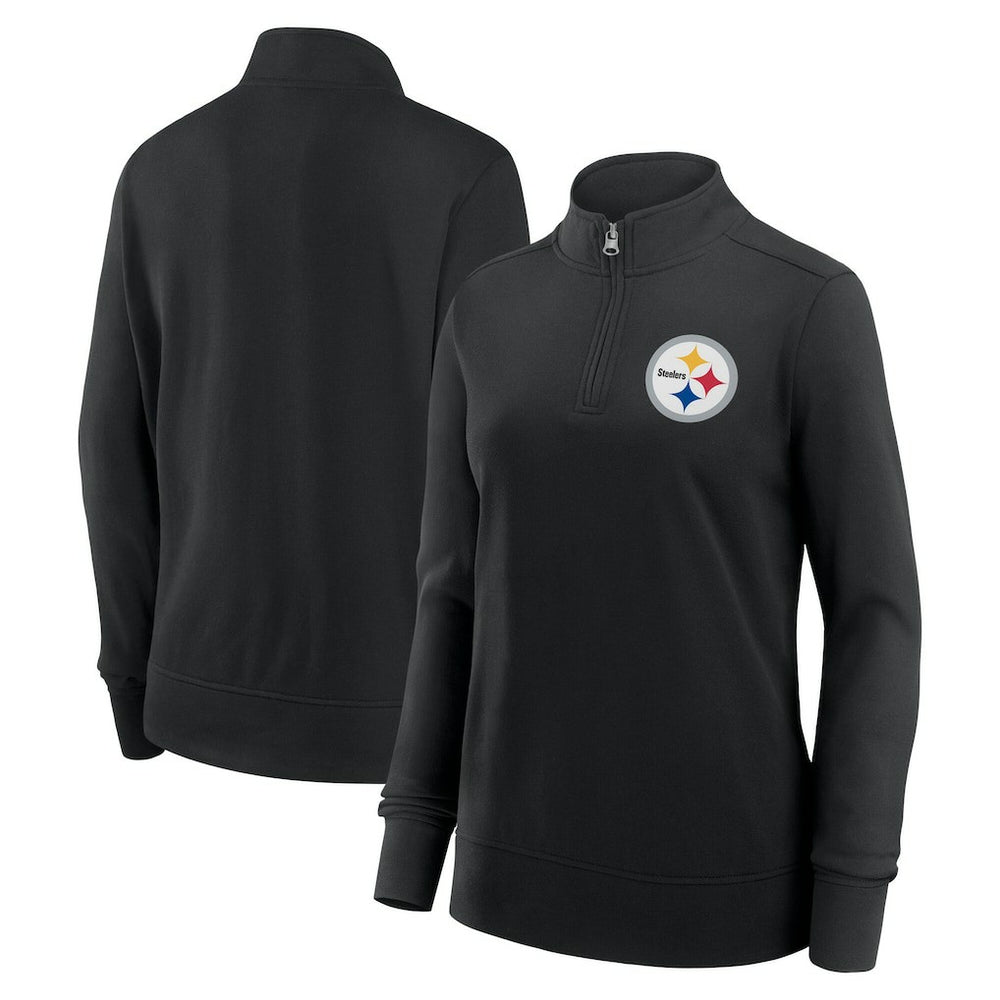 Pittsburgh Steelers Logo Athletic Women's Velocity Quarter-Zip Jacket - Black - NFL