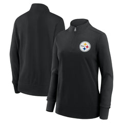 Pittsburgh Steelers Logo Athletic Women's Velocity Quarter-Zip Jacket - Black - NFL