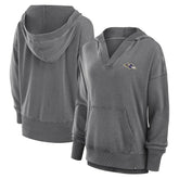 Baltimore Ravens Women's Initiative Snow Wash French Terry V-Neck Pullover Hoodie - Heather Charcoal - Fanatics