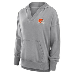 Cleveland Browns Women's Initiative Snow Wash French Terry V-Neck Pullover Hoodie - Heather Gray - Fanatics