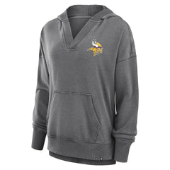 Minnesota Vikings Women's Initiative Snow Wash French Terry V-Neck Pullover Hoodie - Heather Charcoal - Fanatics