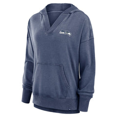 Seattle Seahawks Women's Initiative Snow Wash French Terry V-Neck Pullover Hoodie - Heather College Navy - Fanatics