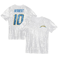 Justin Herbert Los Angeles Chargers Girls Youth Sequin V-Neck Fashion Jersey - Powder Blue - NFL
