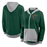Minnesota Wild Logo Athletic Women's Hit It French Terry Full-Zip Hoodie - Green | NHL online