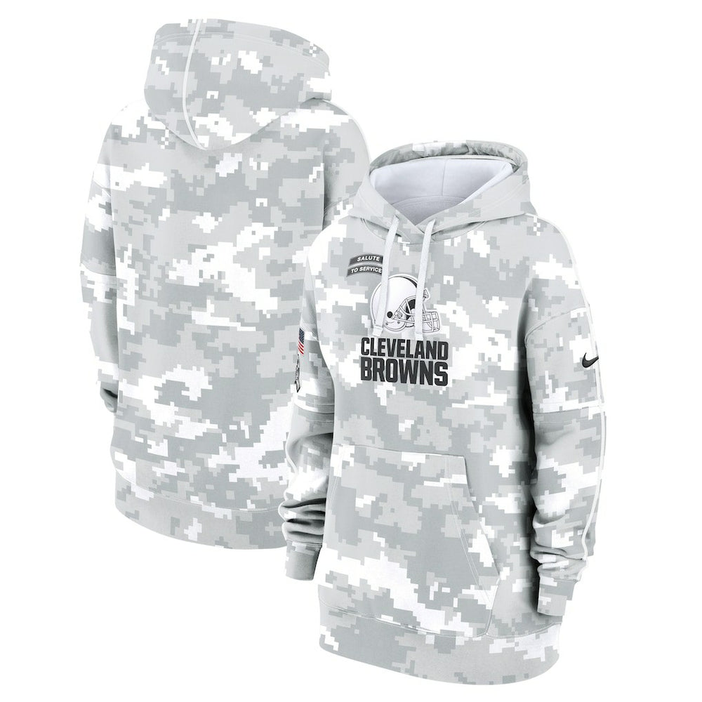 Cleveland Browns Women's 2024 Salute To Service Club Fleece Oversized Pullover Hoodie - Arctic Camo - Nike