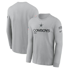 Dallas Cowboys 2024 Salute To Service Long Sleeve T-Shirt - Gray - Nike