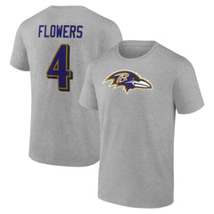Zay Flowers Baltimore Ravens Icon Player Name & Number T-Shirt - Gray - NFL