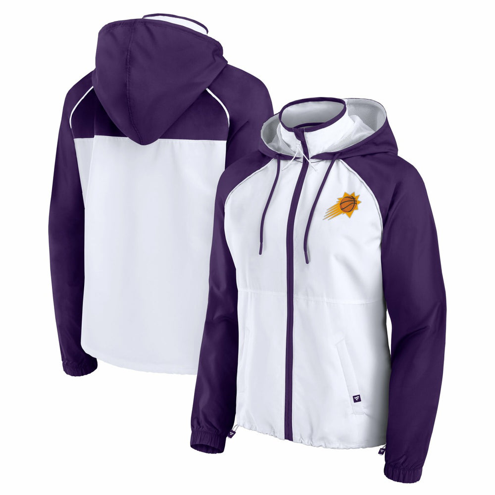 Fanatics Phoenix Suns Women's Anorak Raglan Full-Zip Hoodie Jacket White/Purple