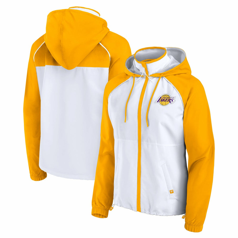 Fanatics Los Angeles Lakers Women's Anorak Raglan Full-Zip Hoodie Jacket White/Gold