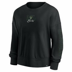 Fanatics Milwaukee Bucks Women's Oversized Game Day Pullover Sweatshirt Black