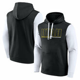 Utah Jazz Logo Athletic Outline Colorblock Pullover Hoodie Black