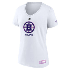 Boston Bruins Fanatics Women's 2024 Hockey Fights Cancer V-Neck T-Shirt - White | Fanatics online
