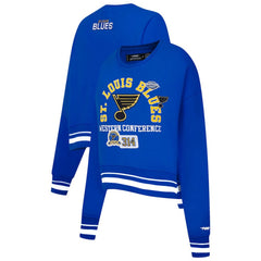St. Louis Blues Pro Standard Women's Area Code Cropped Pullover Sweatshirt - Blue | NHL discount