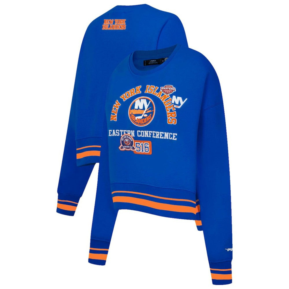 New York Islanders Pro Standard Women's Area Code Cropped Pullover Sweatshirt - Royal | NHL online