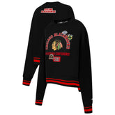 Chicago Blackhawks Pro Standard Women's Area Code Cropped Pullover Sweatshirt - Black | NHL sale