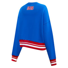 New York Rangers Pro Standard Women's Area Code Cropped Pullover Sweatshirt - Blue | NHL Clearance
