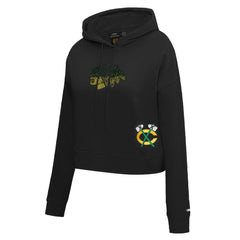 Chicago Blackhawks Pro Standard Women's Jewels Cropped Pullover Hoodie - Black | NHL Clearance