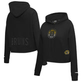 Boston Bruins Pro Standard Women's Jewels Cropped Pullover Hoodie - Black | NHL near me