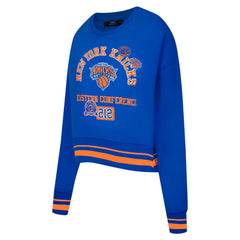 New York Knicks Pro Standard Women's Area Code Cropped Pullover Sweatshirt Blue