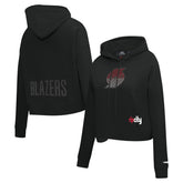 Portland Trail Blazers Pro Standard Women's Jewels Cropped Pullover Hoodie Black