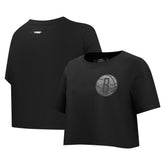 Brooklyn Nets Pro Standard Women's Jewels Boxy Cropped T-Shirt Black