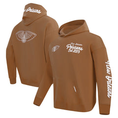 New Orleans Pelicans Pro Standard Paint the City Drop Shoulder Pullover Hoodie Brown