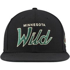 Minnesota Wild Mitchell & Ness Core Team Script 2.0 Snapback Hat - Black | NHL online
