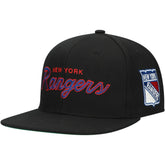 New York Rangers Mitchell & Ness Core Team Script 2.0 Snapback Hat - Black | NHL discount