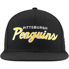 Pittsburgh Penguins Mitchell & Ness Core Team Script 2.0 Snapback Hat - Black | NHL Lifestyle