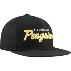 Pittsburgh Penguins Mitchell & Ness Core Team Script 2.0 Snapback Hat - Black | NHL Lifestyle