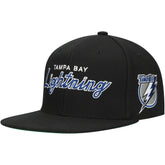 Tampa Bay Lightning Mitchell & Ness Core Team Script 2.0 Snapback Hat - Black | NHL discount