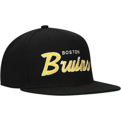Boston Bruins Mitchell & Ness Core Team Script 2.0 Snapback Hat - Black | NHL Clearance
