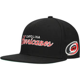 Carolina Hurricanes Mitchell & Ness Core Team Script 2.0 Snapback Hat - Black | NHL Clearance