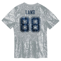 CeeDee Lamb Dallas Cowboys Girls Youth Sequin V-Neck Fashion Jersey - Silver - NFL