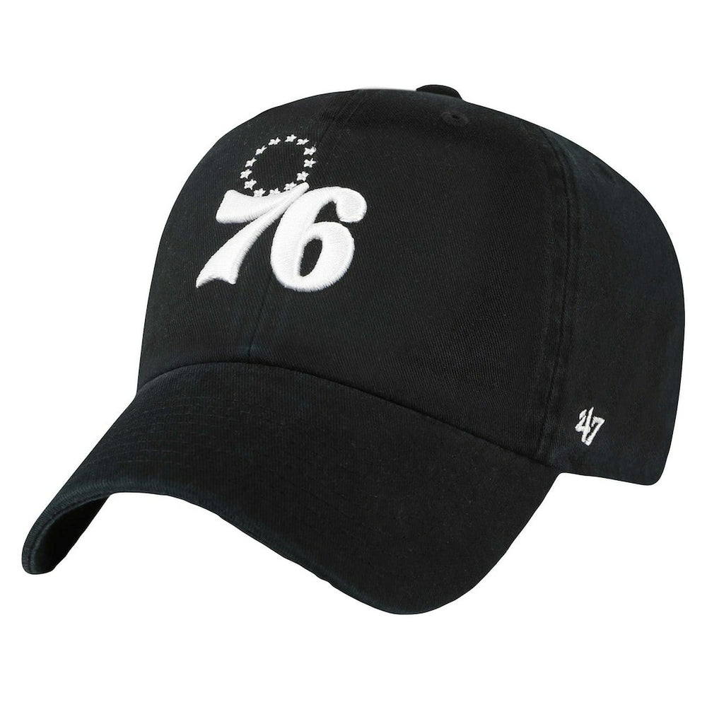 47 brand Philadelphia 76ers '47 Core Logo Clean Up Adjustable Hat Black