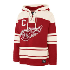 Dylan Larkin Detroit Red Wings '47 Captain Patch Player Name & Number Lacer Pullover Hoodie - Red | 47 brand Lifestyle