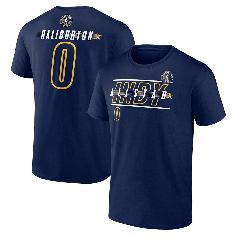 Fanatics Tyrese Haliburton 2024 NBA All-Star Game Rebound Battle Name & Number T-Shirt Navy