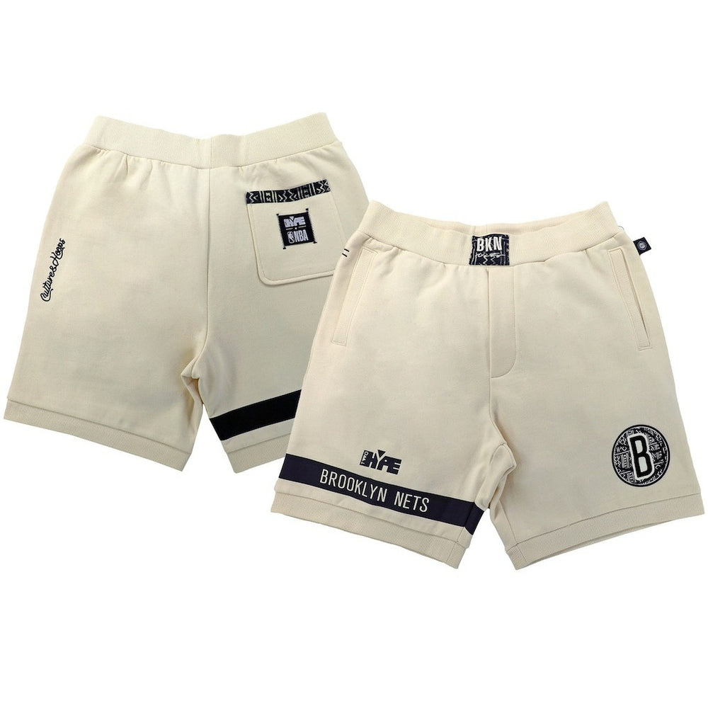Brooklyn Nets NBA x Two Hype Unisex Culture & Hoops Premium Classic Fleece Shorts - Cream