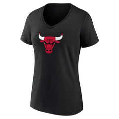 Chicago Bulls Women's Primary Logo V-Neck T-Shirt Black