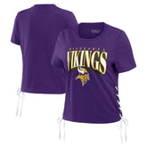 Minnesota Vikings WEAR by Erin Andrews Women's Lace Up Side Modest Cropped T-Shirt - Purple - NFL