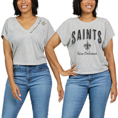 New Orleans Saints WEAR by Erin Andrews Women's Reversible T-Shirt - Heather Gray - NFL