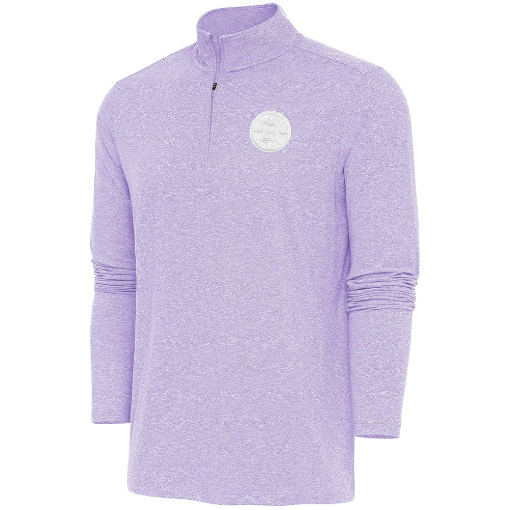 Boston Bruins Antigua White Logo Hunk Quarter-Zip Pullover - Lavender | NHL discount