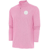 Boston Bruins Antigua White Logo Hunk Quarter-Zip Pullover - Pink | NHL Lifestyle