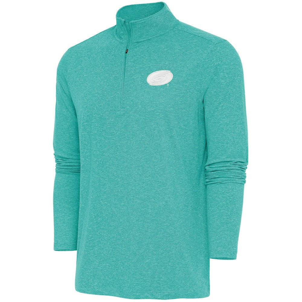 Carolina Hurricanes Antigua White Logo Hunk Quarter-Zip Pullover - Heather Aqua | NHL on sale