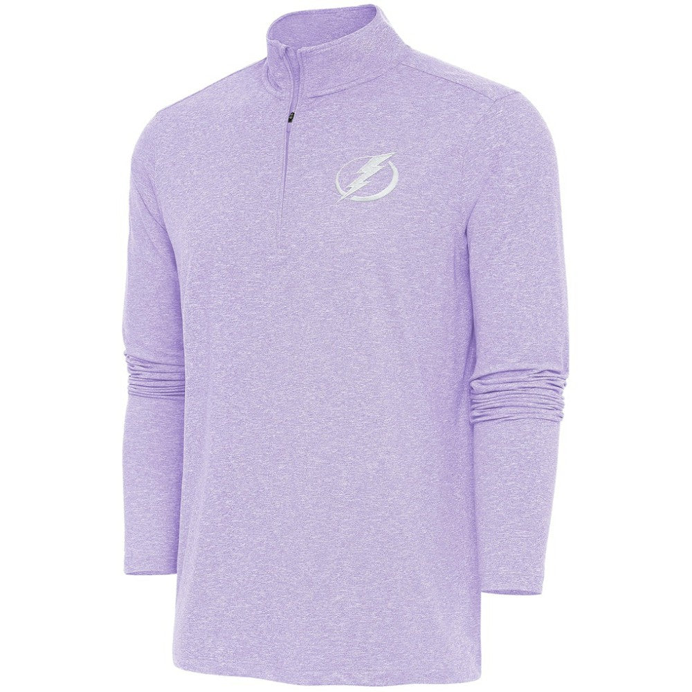Tampa Bay Lightning Antigua White Logo Hunk Quarter-Zip Pullover - Lavender | NHL on sale