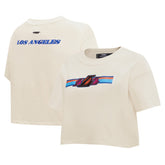 Los Angeles Lakers Pro Standard Women's Retro Striper SJ Cropped Boxy T-Shirt Cream